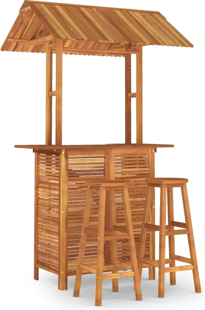 vidaXL Set mobilier de bar de grădină, 3 piese, lemn masiv de acacia