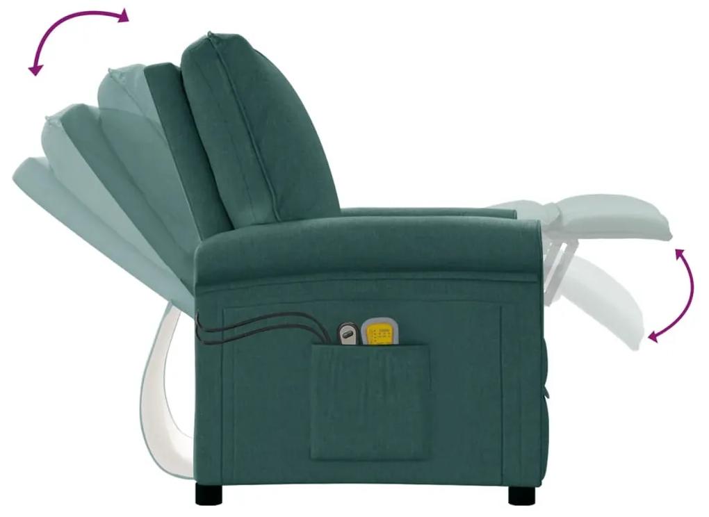 Fotoliu electric de masaj rabatabil, verde inchis, textil