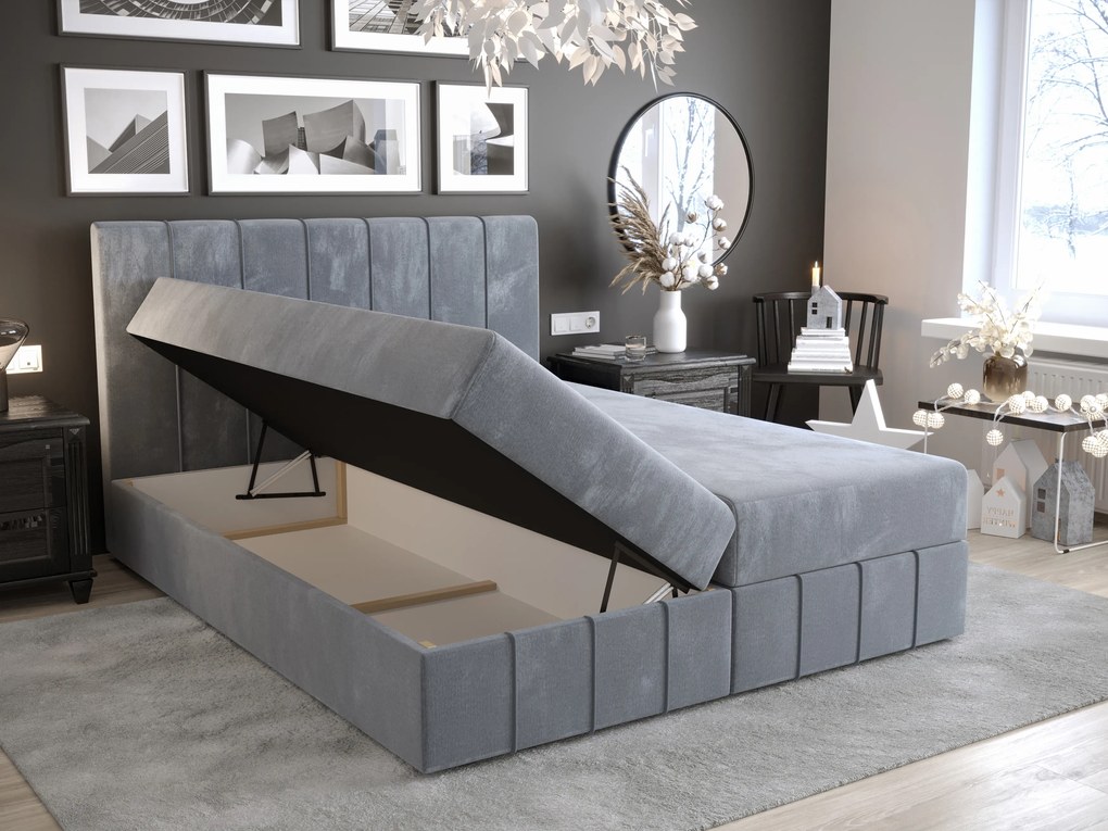 Pat matrimonial Boxspring 140 cm Barack (maro) ( cu saltea și sp. depozitare). 1046384