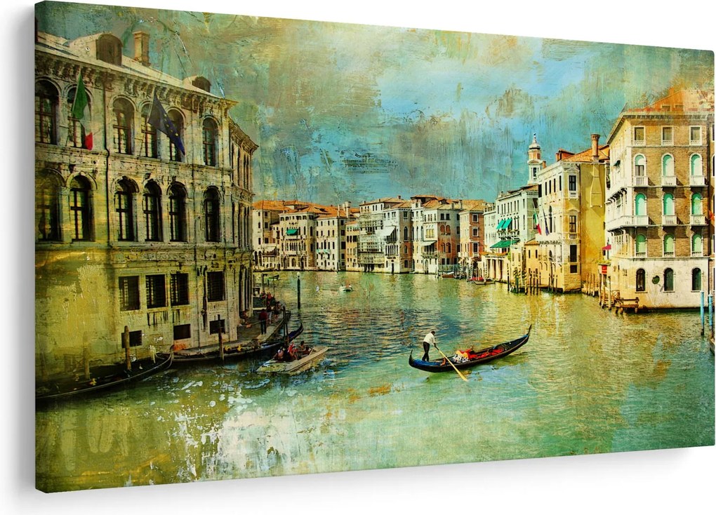 Tablou - Canalul de la Veneția și gondole (90x60 cm)