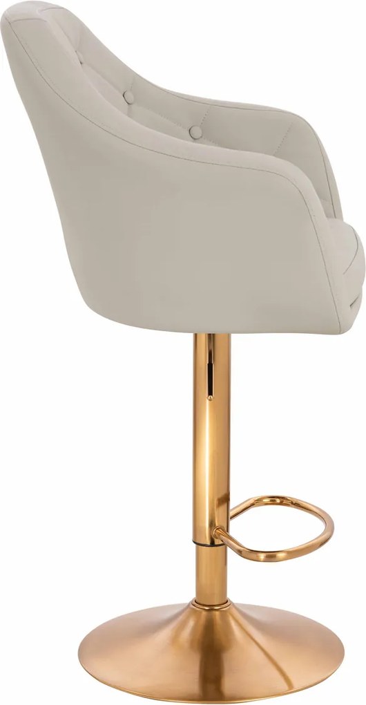 HR831W Scaun Ecru Piele Ecologica Premium Soft cu Bază Aurie