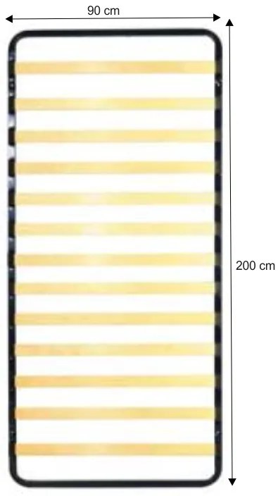 Somiera cu lamele in cadru metalic fix 90x200 cm