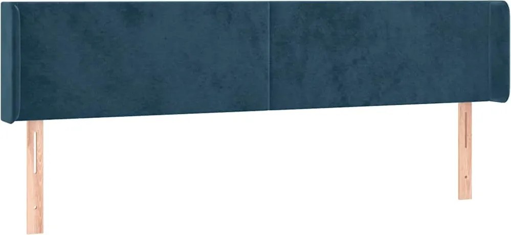 vidaXL Tăblie pat cu aripioare albastru închis 163x16x78/88 cm catifea