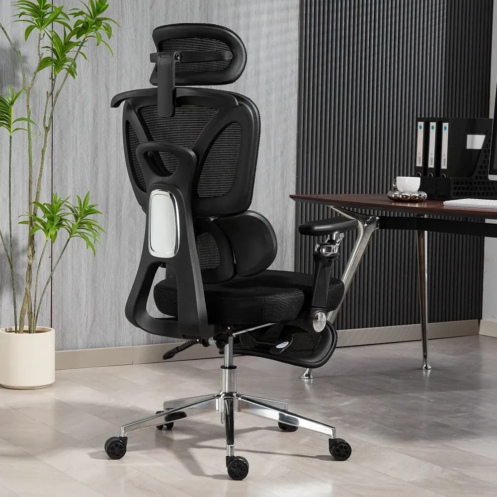 RESIGILAT- METACHAIR FOAM SEAT Scaun ergonomic, cotiere 6D, suport lombar reglabil, spătar reglabil înălțime, tetieră 2D, suport picioare, mecanism multifunctional inclinare/blocare, pivotant, Mesh, Negru