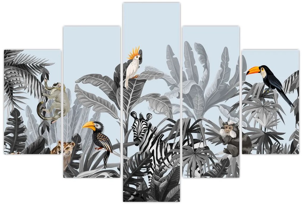 Tablou - Animale în pădurea tropicală (150x105 cm)