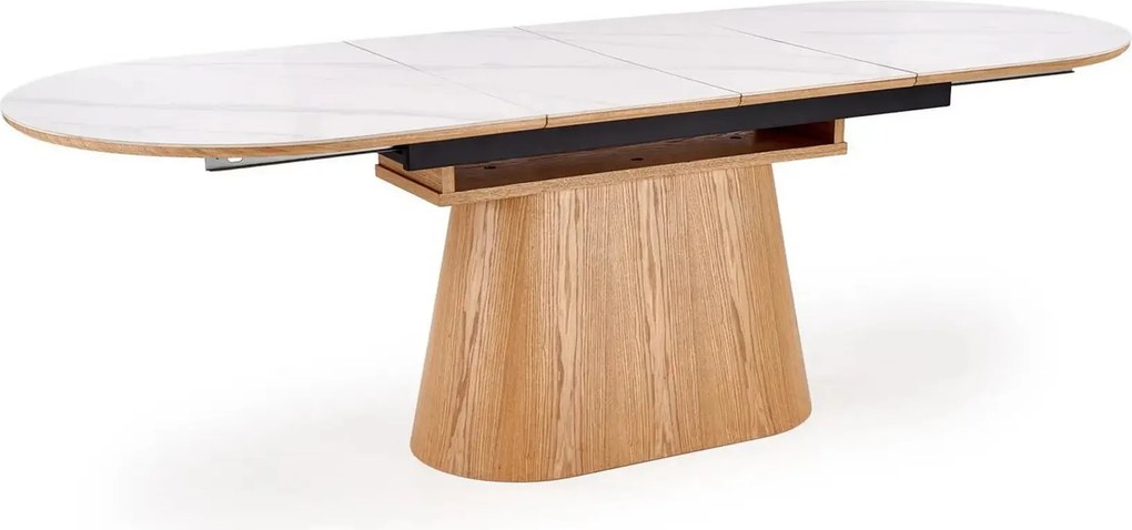 Masa extensibila SIRIUS, alb/stejar natural, 160/240x90x77 cm