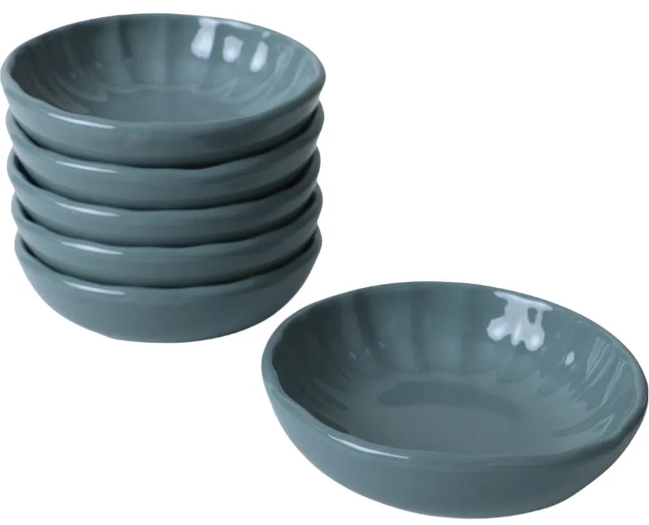 Set of 6 stoneware bowls Laguna 12 cm, petrol blue
