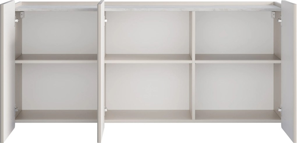 Comodă suspendată Malmi trei uși 150 cm - cashmir / crema bianca / negru