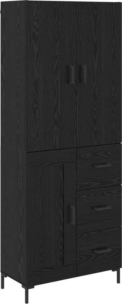 vidaXL Bufet Pe perete Stejar Negru 69,5 x 34 x 180 cm Lemn compozit