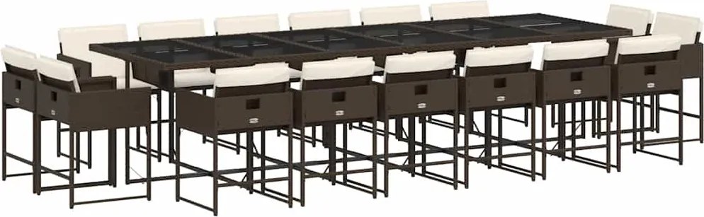 vidaXL Set mobilier de grădină cu perne, 17 piese, maro, poliratan