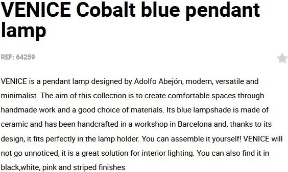 Pendul ceramic design decorativ VENICE Blue