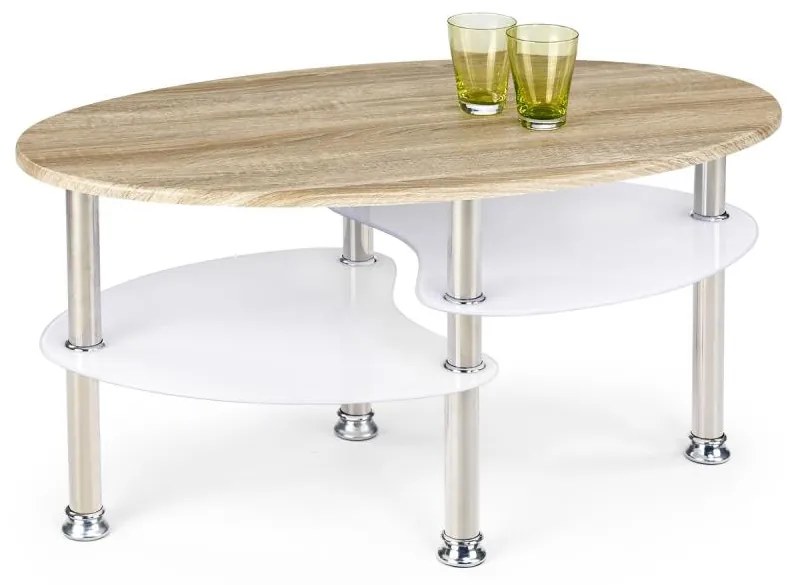 Masă de cafea PLURIO, stejar sonoma/alb