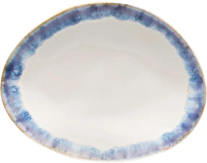 Farfurie pentru desert din gresie ceramică Costa Nova Brisa, alb-albastru
