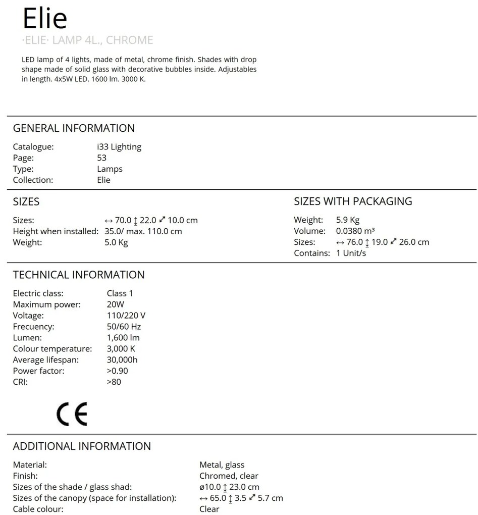 Lustra LED cu 4 pendule design modern Elie crom SV-773421