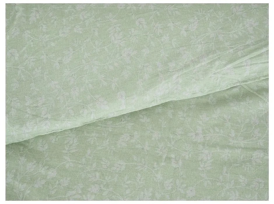 Lenjerie de pat verde din țesătură crep pentru pat de o persoană 140x200 cm Green Flowers – B.E.S.