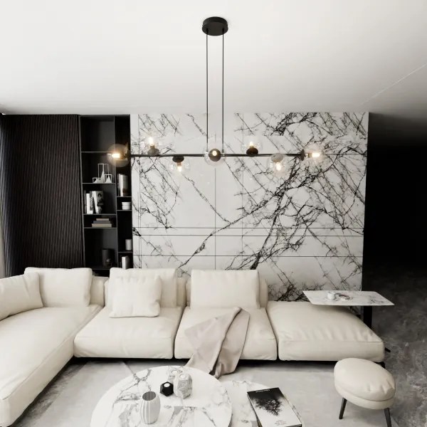 Lustră pe cablu ROSSI 8xE14/10W/230V negru/transparent