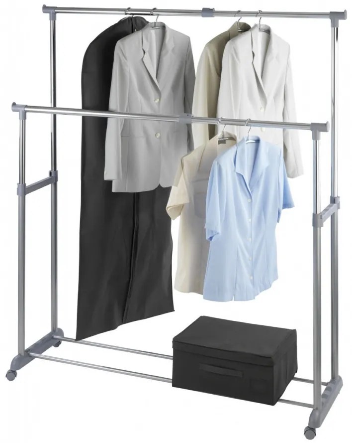 Suport umerase, Twin, Wenko, extensibil, 95 x 44 x 98 cm, otel cromat/plastic, argintiu