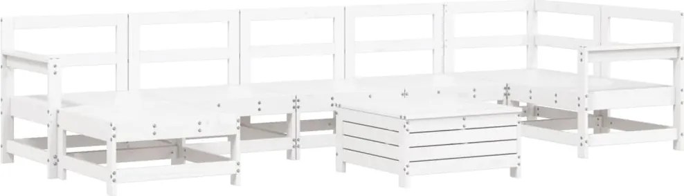 vidaXL Set canapea de grădină, 8 piese, alb, lemn masiv de pin