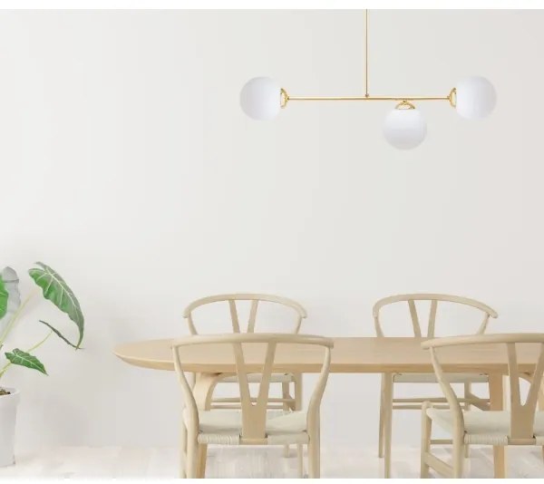 Lustră pe tijă FIRA 3xE27/60W/230V auriu