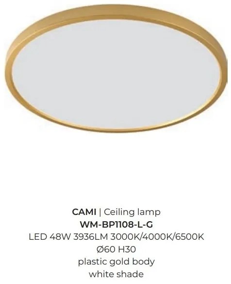 Plafoniera LED moderna design slim CAMI 60cm, auriu