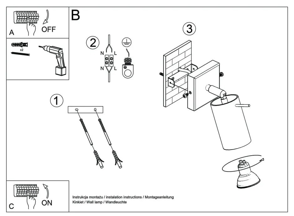 Spot negru 8x10 cm Etna – Sollux