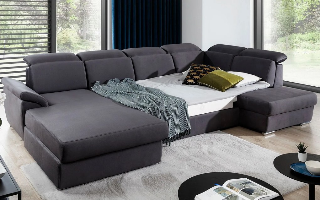 Colțar lemn masiv Formă U Extensibil Erik 336x211cm Personalizabil - Mat Velvet 75, Stânga
