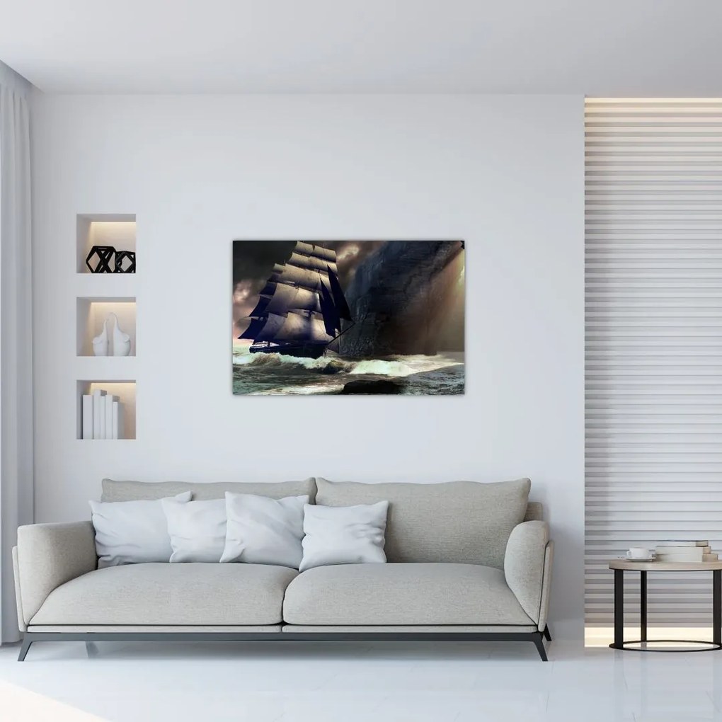 Tablou - Navă printre recife (90x60 cm)