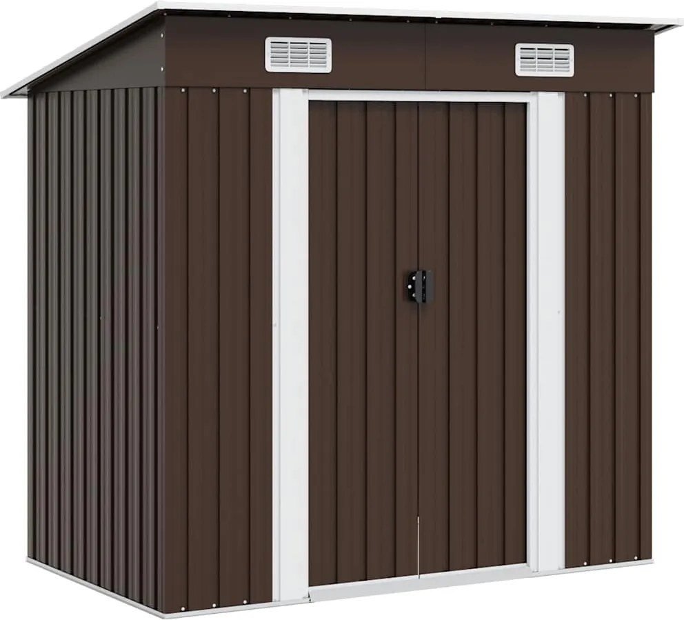 vidaXL Magazie de grădină, maro, 194 x 121 x 181 cm, oțel
