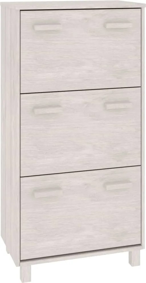 vidaXL Pantofar „HAMAR”, alb, 59,5x35x117 cm, lemn masiv pin
