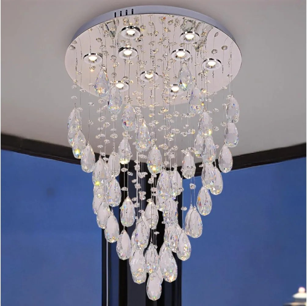 Plafonieră cu cristale LED MAJURO LED/30W/230V diam. 45 cm crom lucios + telecomandă