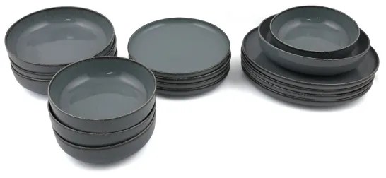 Set de masă 16 piese gri/porțelan