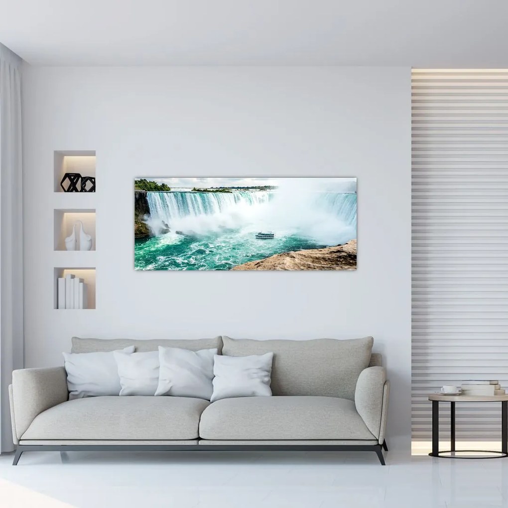 Tablou cu cascadele și corabie (120x50 cm)