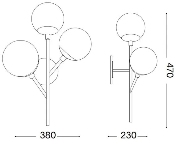 Lampă de perete Ideal Lux KEPLER 3xE27/42W/230V negru/fumuriu