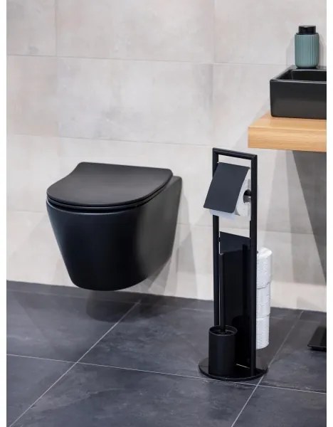 WENKO 24982800 - Set WC RAVINA 20x70 cm inox/negru