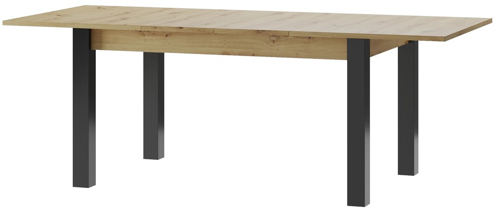 Masă sufragerie Lorren 40 (stejar artisan + negru mat) (pentru 6 până la 8 persoane). 1068170