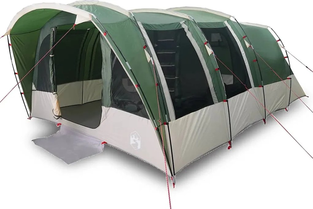 vidaXL Cort de familie tunel pentru 8 persoane, verde, impermeabil