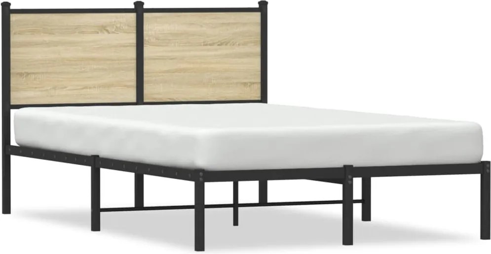 vidaXL Cadru pat metalic fără saltea, stejar sonoma, 120x190 cm