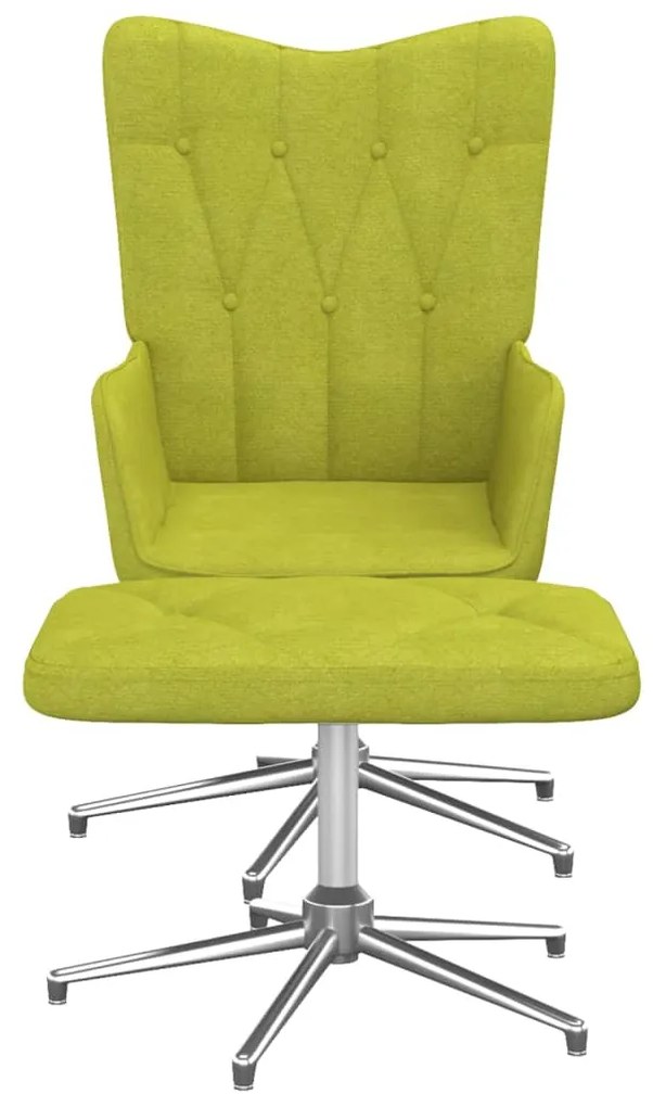 327605 vidaXL Scaun de relaxare cu taburet, verde, textil