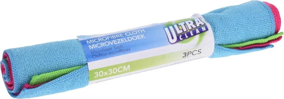 Lavete din microfibră Ultra Clean 30x30 cm – set 3 bucăți, multicolor, curățare eficientă