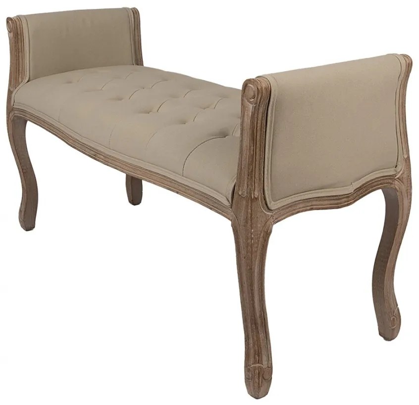 Bancheta shabby chic 2 locuri, bej, stofa, 113x44x60 cm