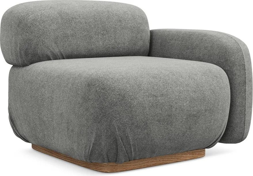 Modul pentru canapea modulară gri cu tapițerie din țesătură bouclé (cu colț pe partea dreaptă) Ailani – Makamii