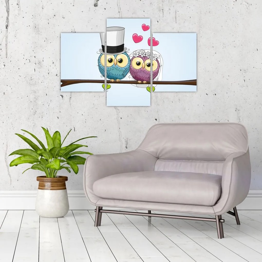 Tablou - Bufnițe îndrăgostite (90x60 cm)
