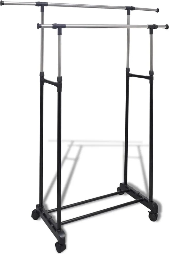 vidaXL Suport haine reglabil cu 4 roți și 2 bare