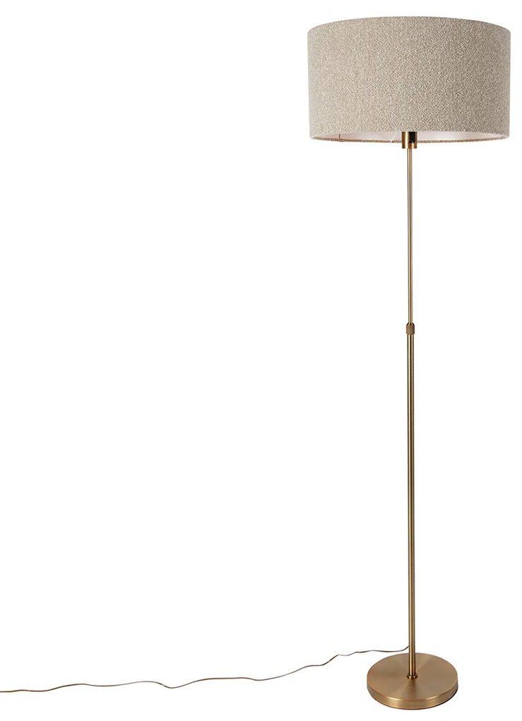 Lampa de podea reglabila bronz cu abajur boucle taupe 50 cm - Parte