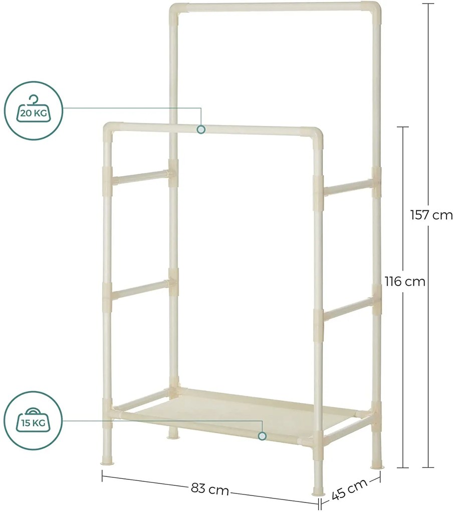 Suport multifunctional pentru haine REDER 83x157 cm alb