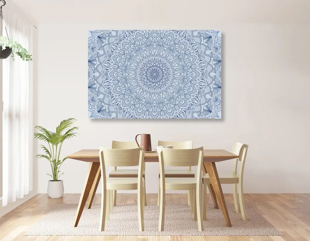Tablou Mandala decorativă detaliată în culoarea albastră