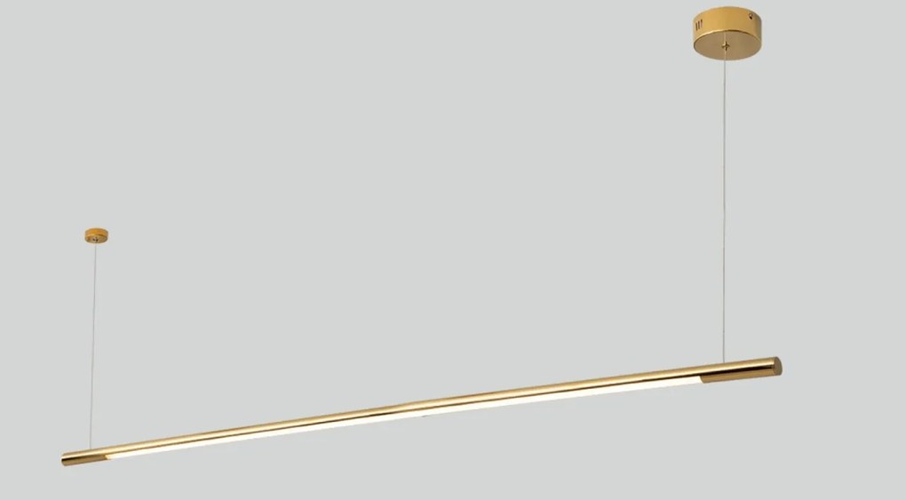 Lustra LED dimabila liniara, suspendata Organic 150cm, auriu