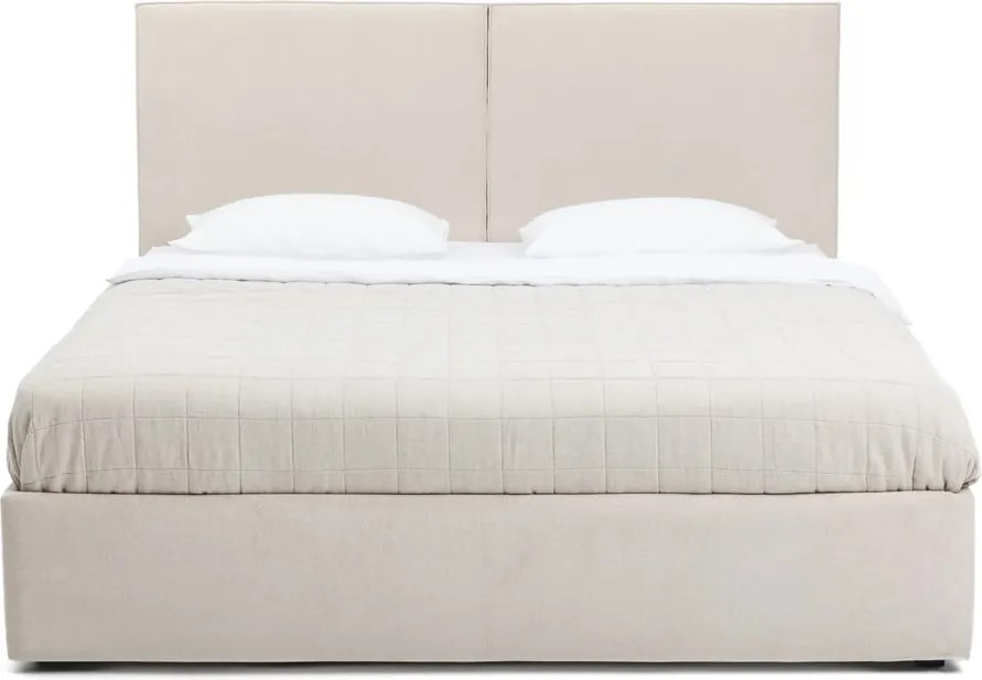Pat dublu tapițat bej cu spațiu de depozitare cu saltea/ somieră 160x200 cm Thessa Bold - Bonami Selection