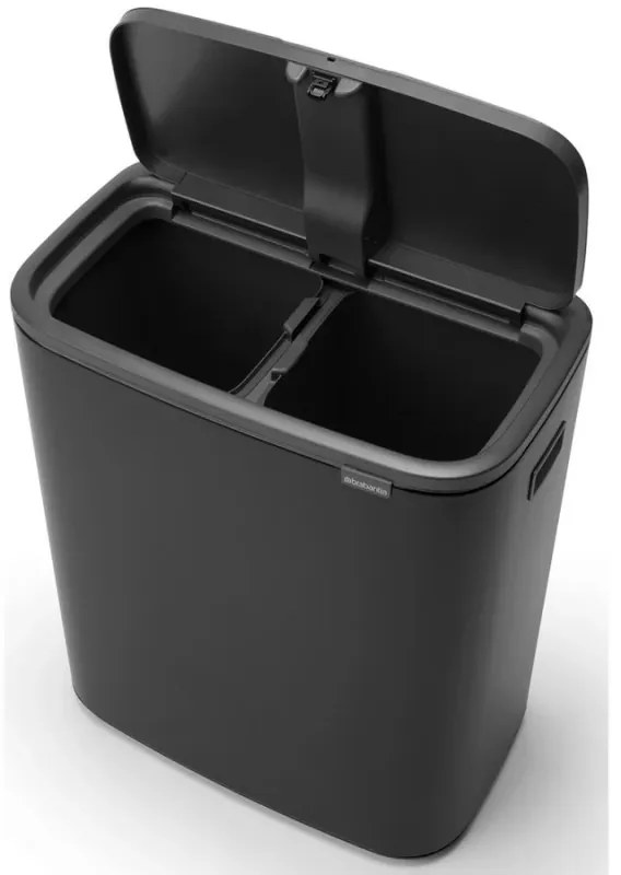 Coș Brabantia Bo Touch 1003218, 2x30 l, Deschidere lină și silențioasă, Deschidere mare, Negru mat