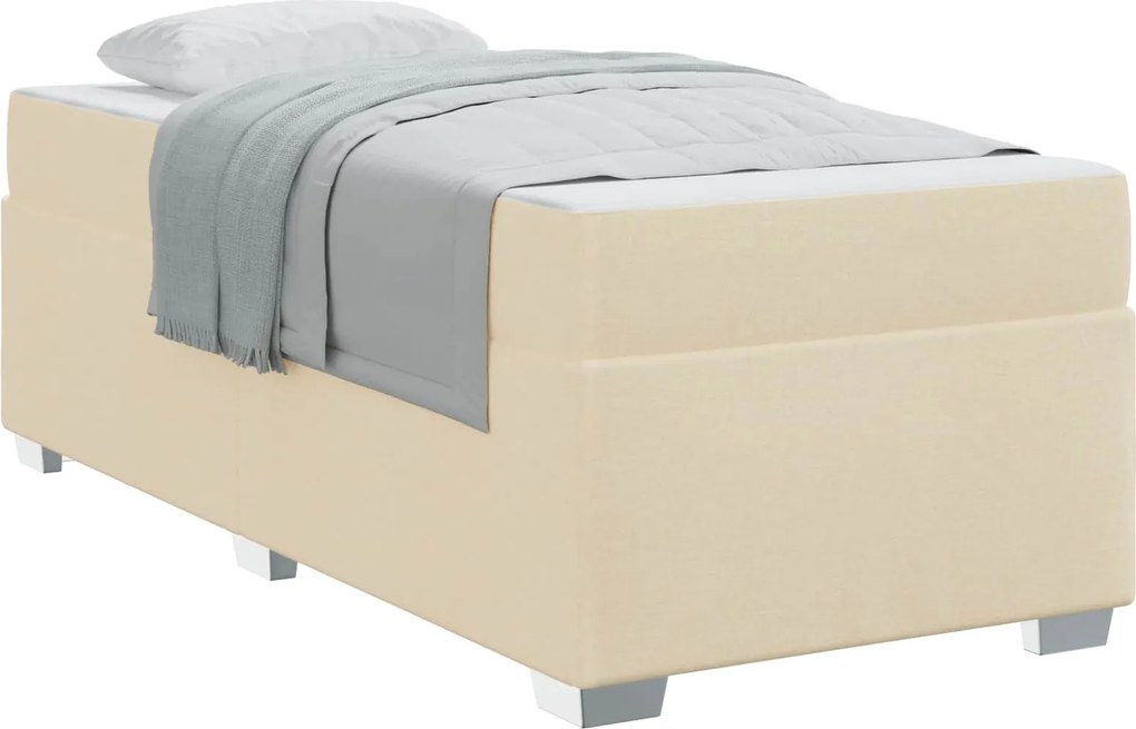 vidaXL Cadru de pat cu saltea Crem 100 x 200 cm țesătură